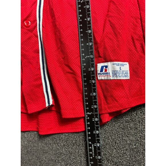 VTG Russell Athletic Baseball Jersey Mens Large Indians Mesh 3 Button 90s *READ - Picture 6 of 7